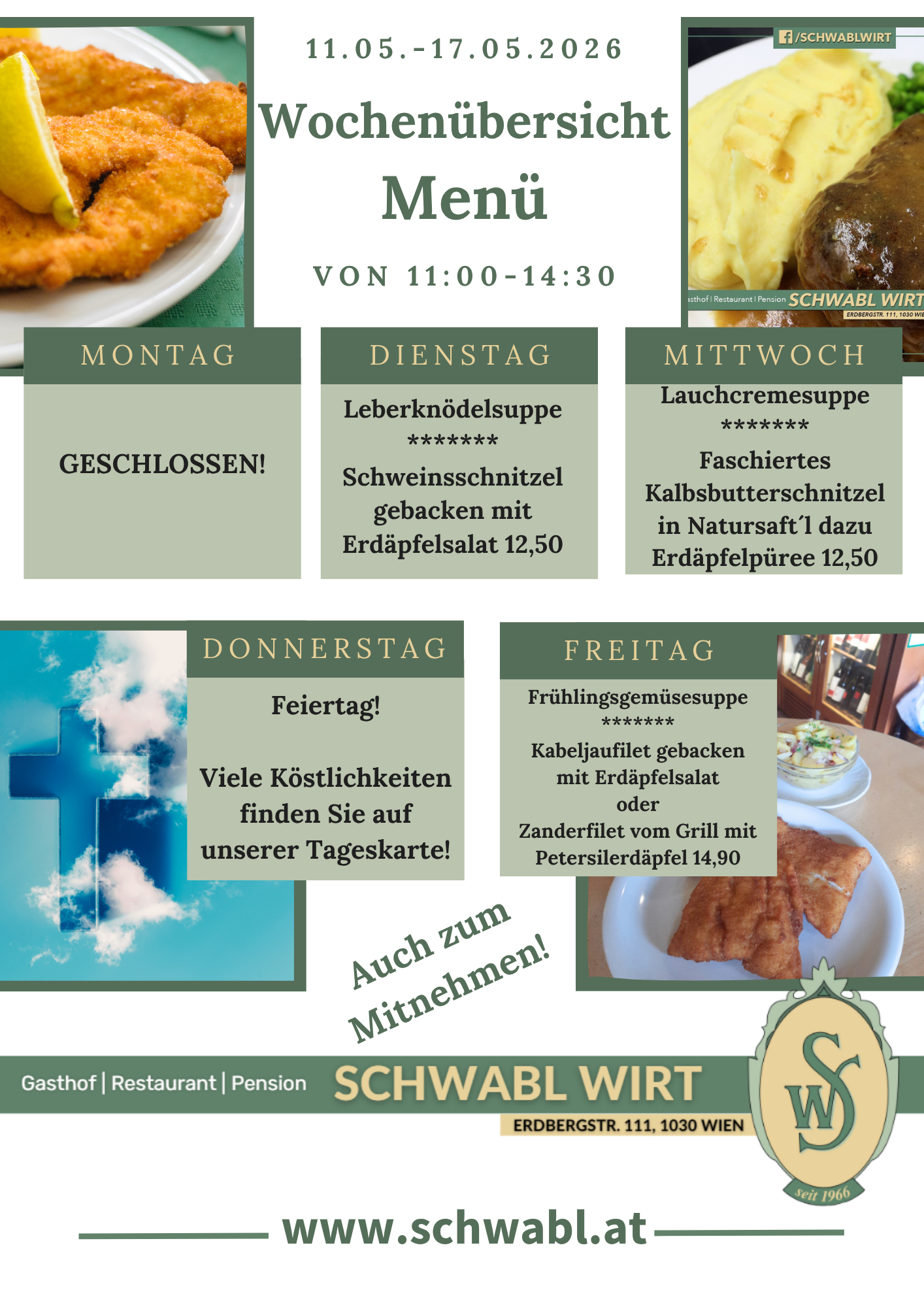 Wochenübersicht Menü beim Schwabl Wirt Wochenübersicht Menü beim Schwabl Wirt