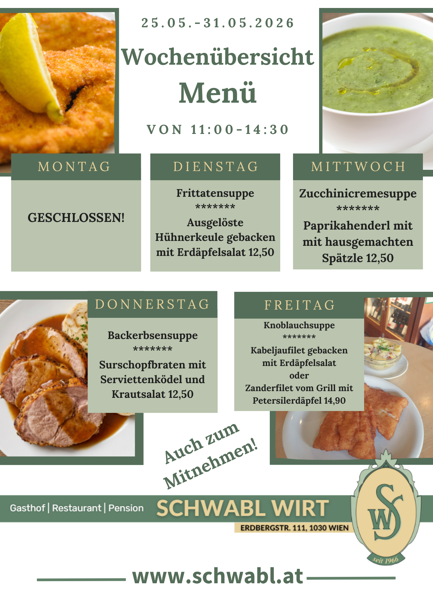 Wochenübersicht Menü beim Schwabl Wirt Wochenübersicht Menü beim Schwabl Wirt