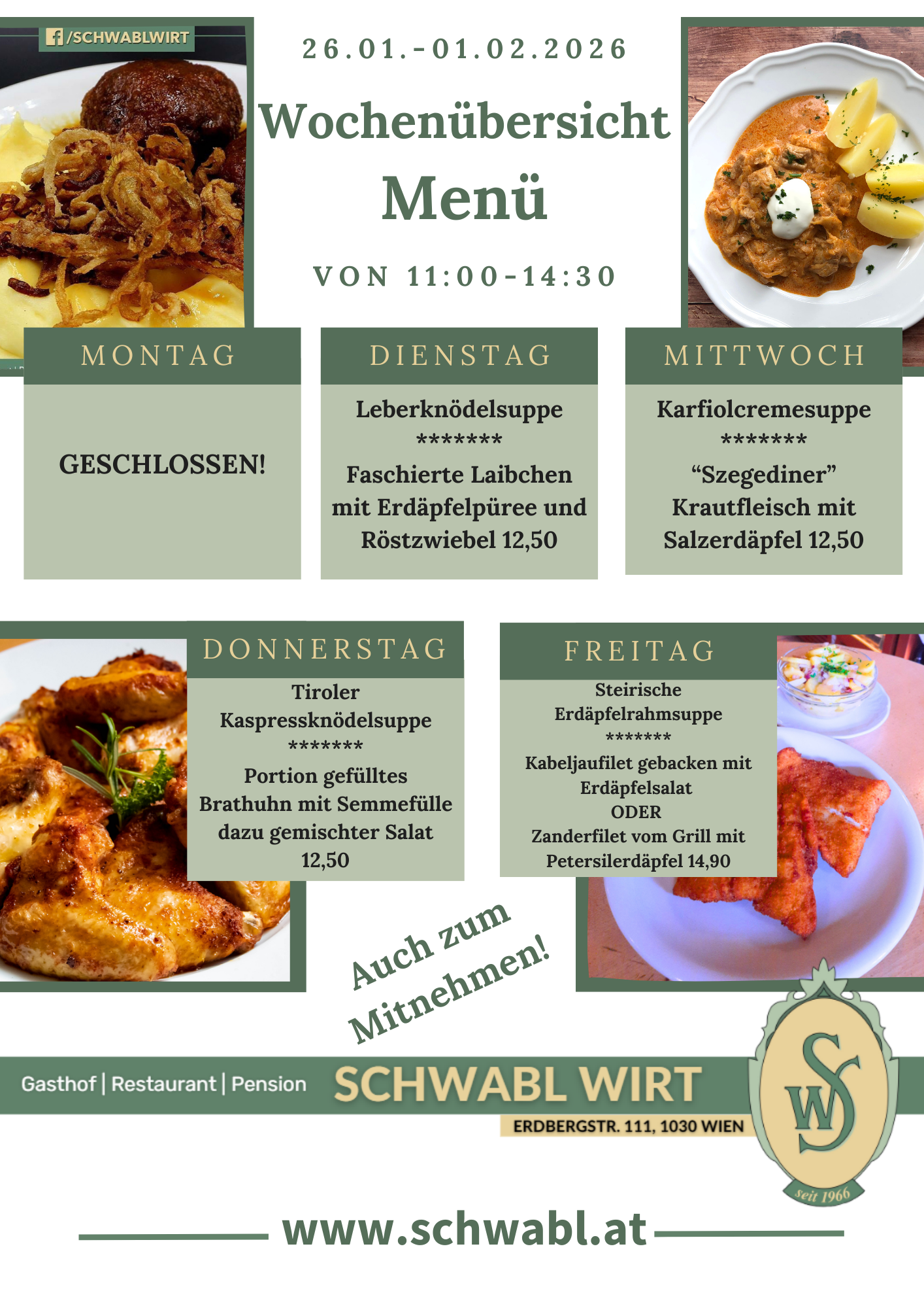 Wochenübersicht Menü beim Schwabl Wirt Wochenübersicht Menü beim Schwabl Wirt