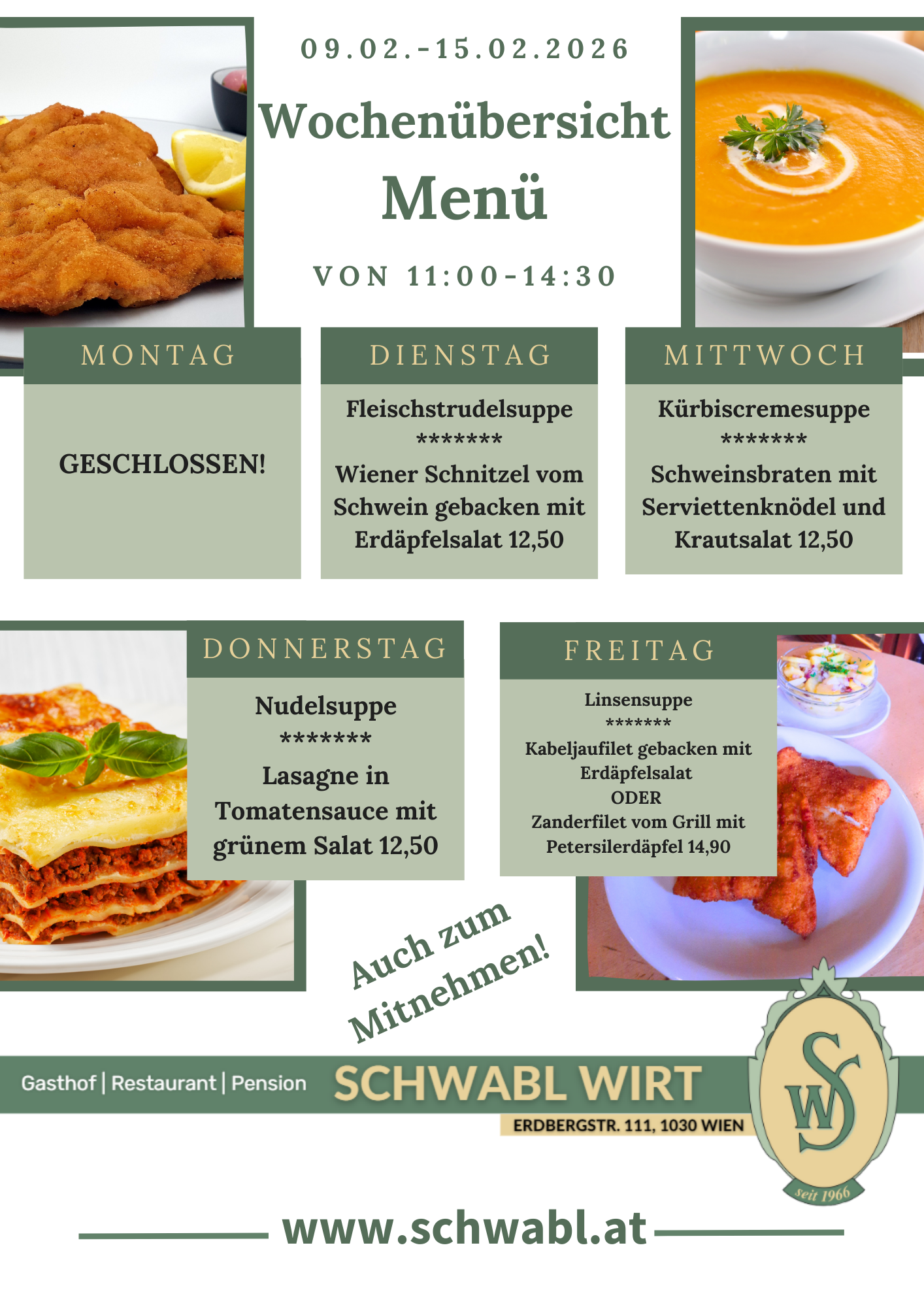 Wochenübersicht Menü beim Schwabl Wirt Wochenübersicht Menü beim Schwabl Wirt