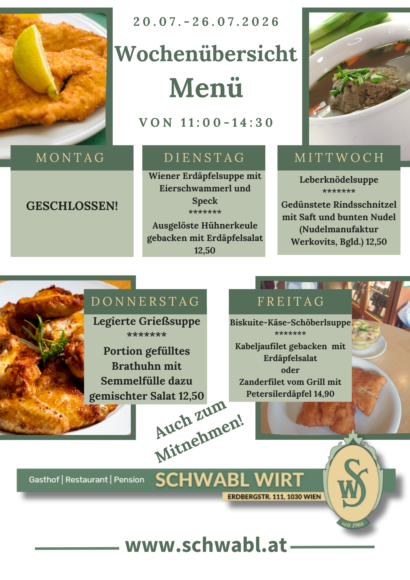Wochenübersicht Menü beim Schwabl Wirt Wochenübersicht Menü beim Schwabl Wirt