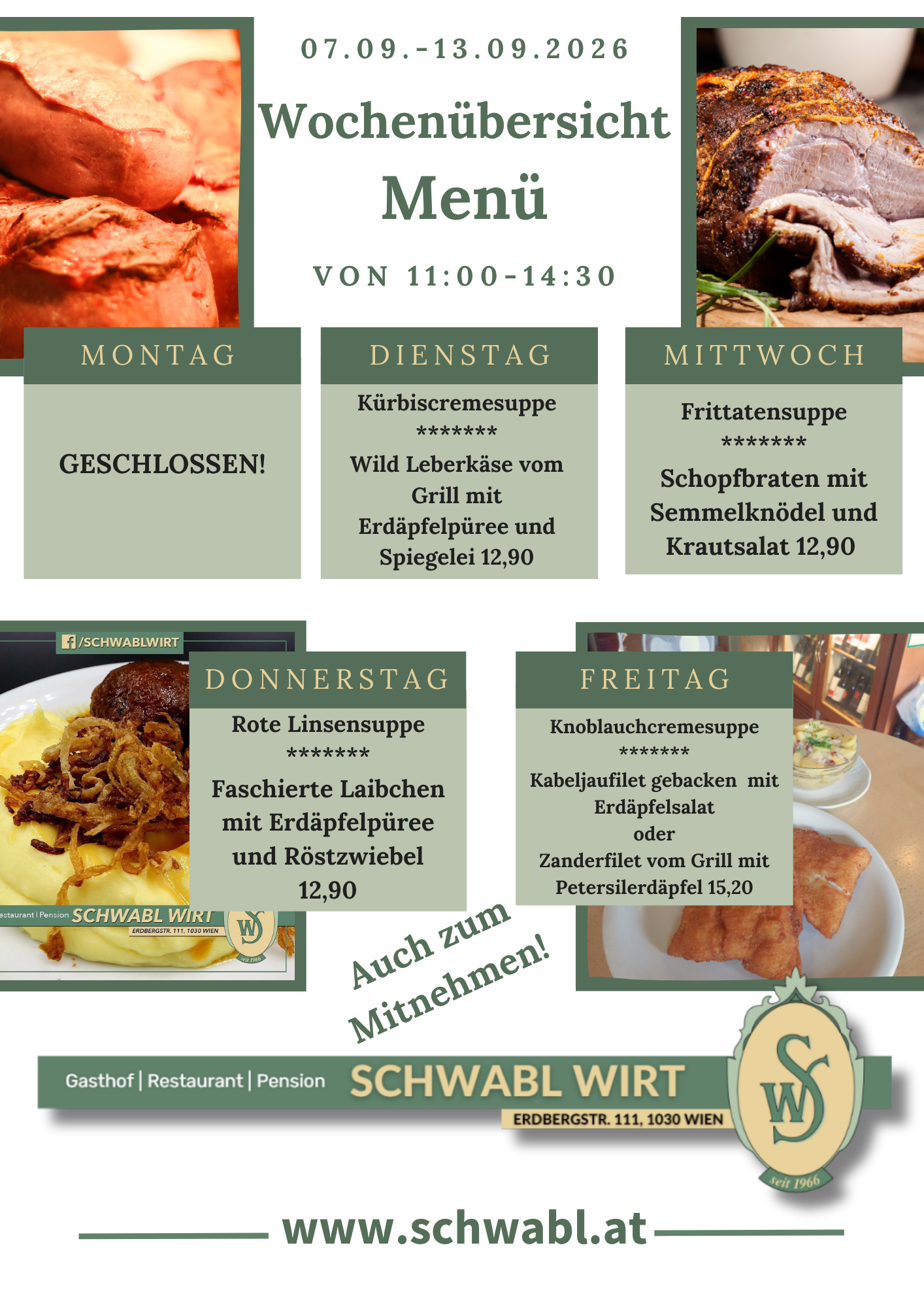Menü beim Schwabl Menü beim Schwabl