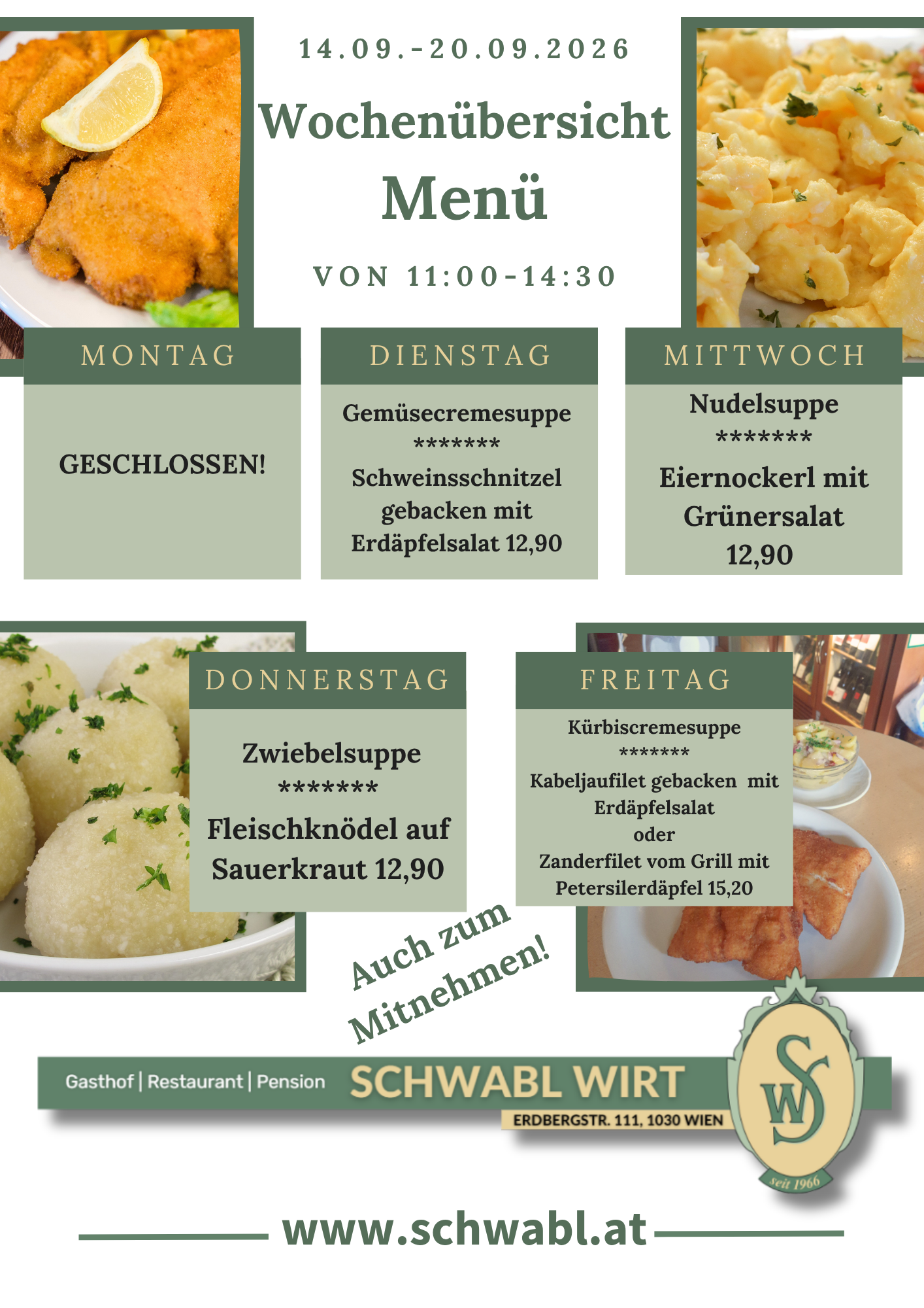 Menü beim Schwabl