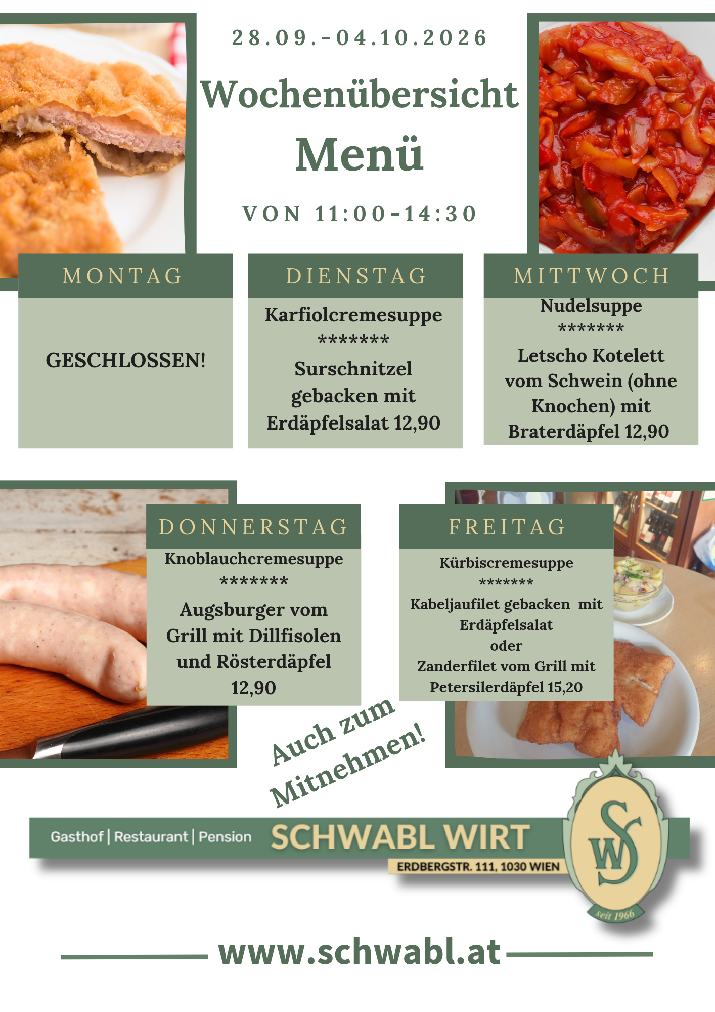 Menü beim Schwabl