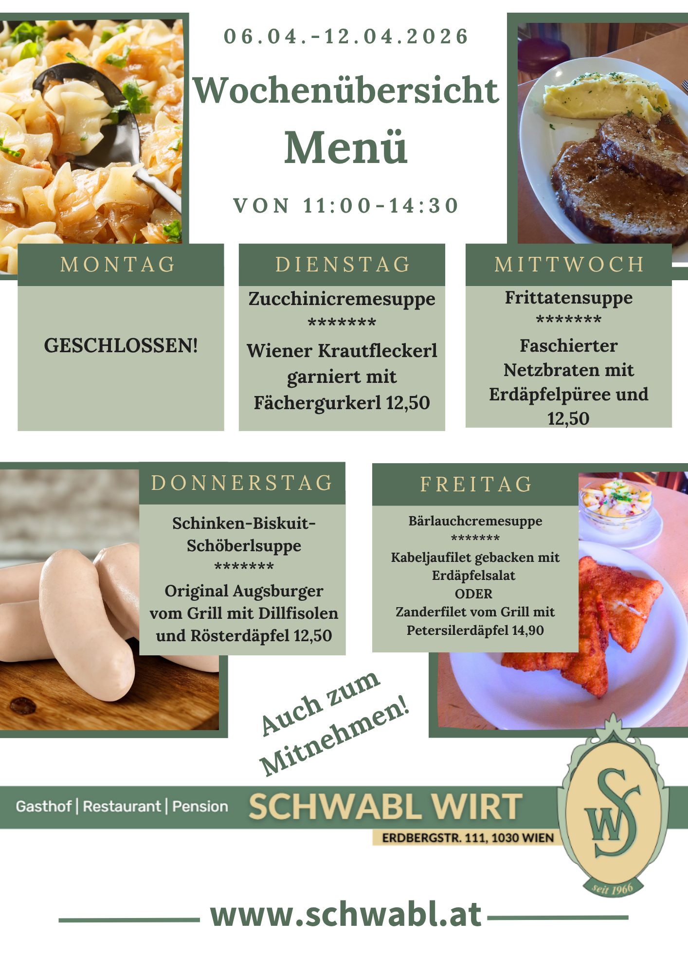 Wochenübersicht Menü beim Schwabl Wirt Wochenübersicht Menü beim Schwabl Wirt